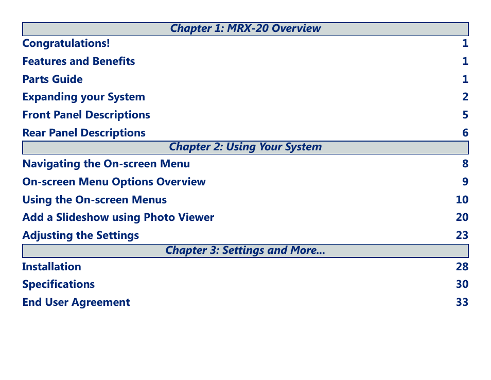 Universal Remote Control (URS) MRX-20 User Manual | Page 4 / 45