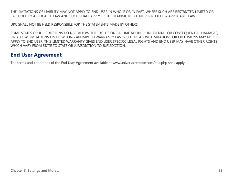 End user agreement | Universal Remote Control (URS) MRX-20 User Manual | Page 42 / 45