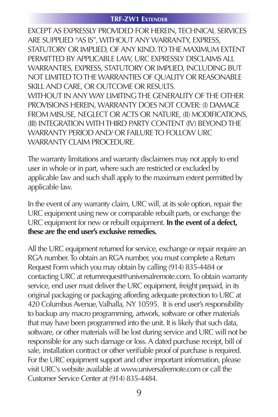 Universal Remote Control (URS) TRF-ZW1 User Manual | Page 11 / 15