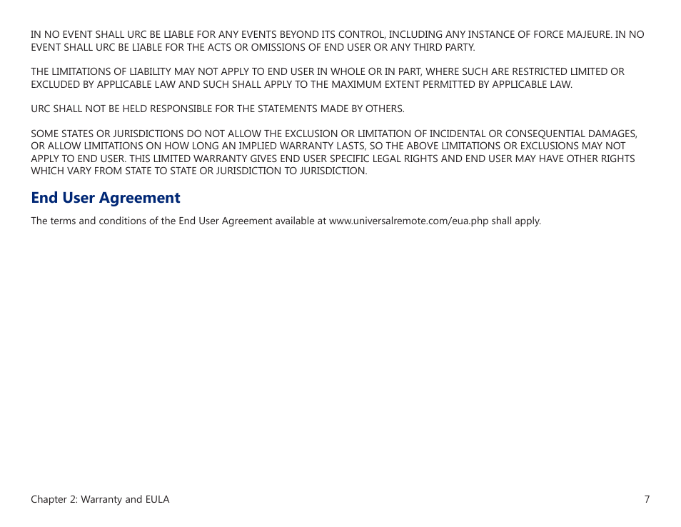 End user agreement | Universal Remote Control (URS) A19 User Manual | Page 11 / 13