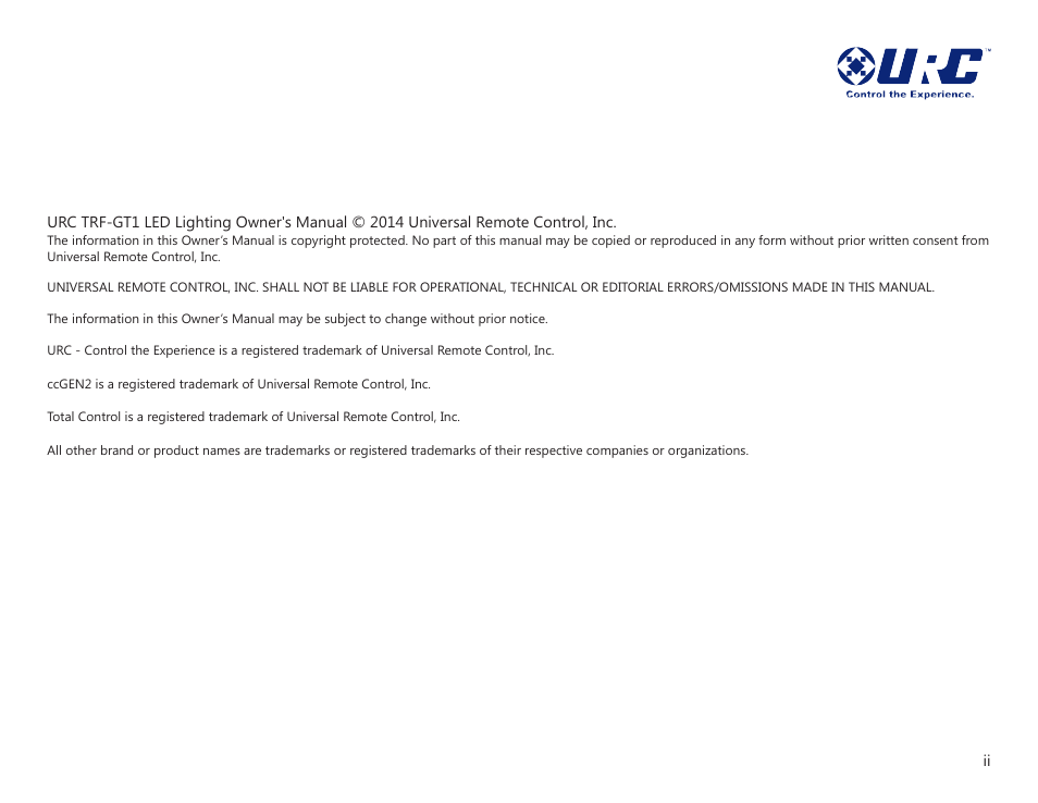 Universal Remote Control (URS) TRF-GT1 User Manual | Page 2 / 13