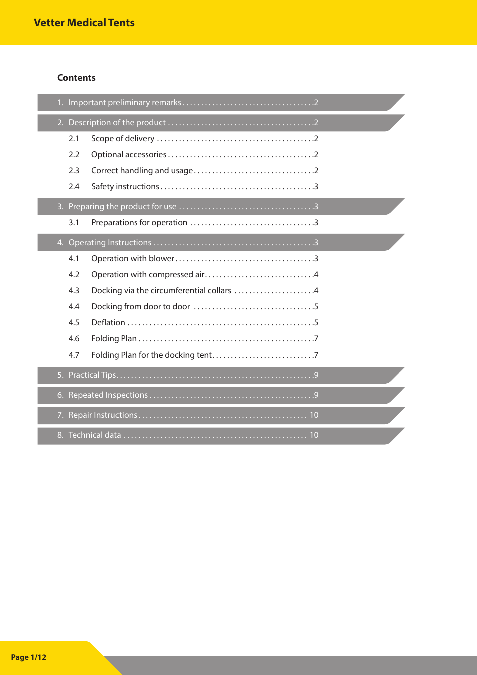 Vetter medical tents | Vetter Docking tent User Manual | Page 2 / 13