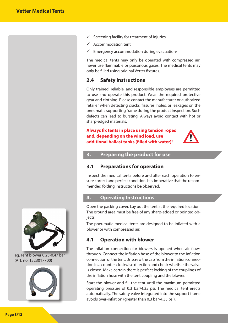 Vetter Docking tent User Manual | Page 4 / 13
