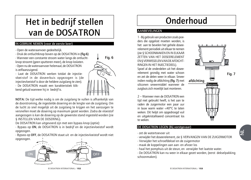 Het in bedrijf stellen van de dosatron, Onderhoud | Vetter Accessories Tents User Manual | Page 78 / 101