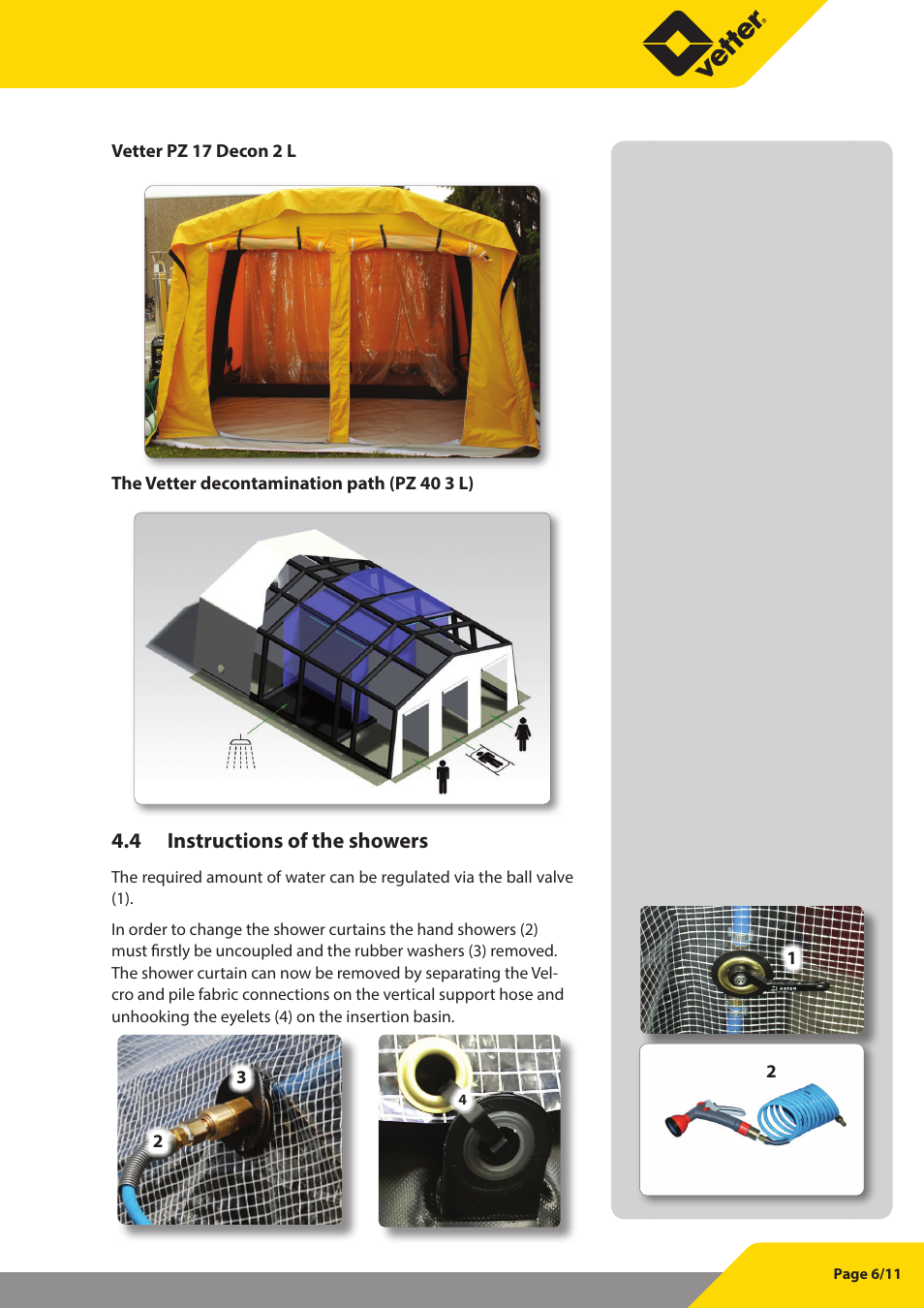 4 instructions of the showers | Vetter Decon tent User Manual | Page 7 / 12