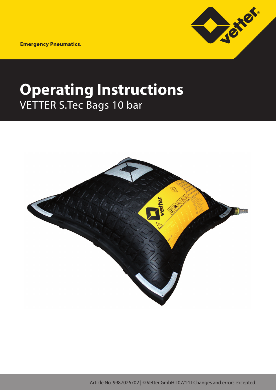 Vetter S.Tec Lifting bags 10 bar (145 psi) User Manual | 19 pages