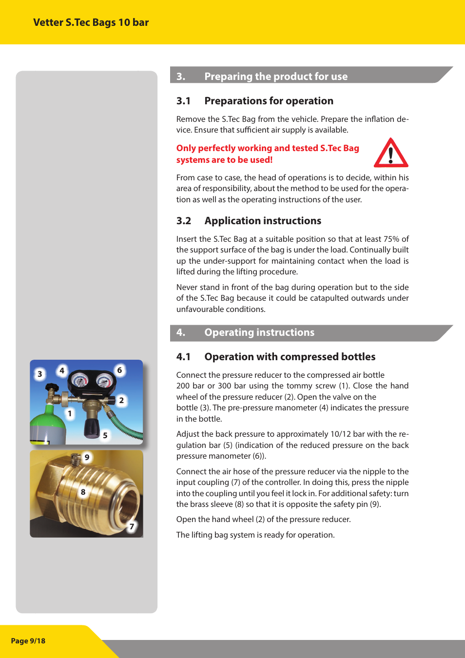 Vetter S.Tec Lifting bags 10 bar (145 psi) User Manual | Page 10 / 19