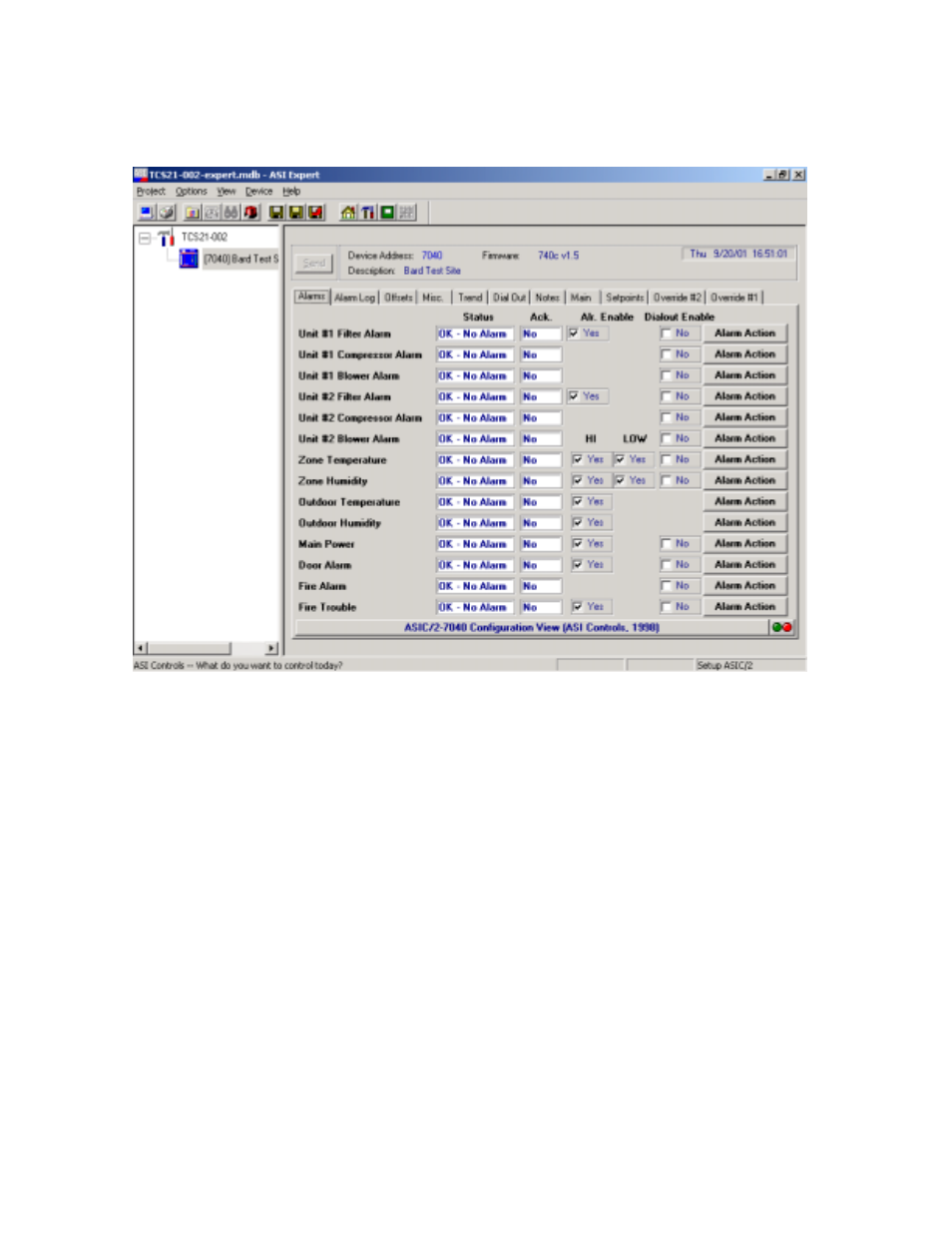 4 alarms tab, 4 alarms | Bard TCS22-***-003 User Manual | Page 76 / 95