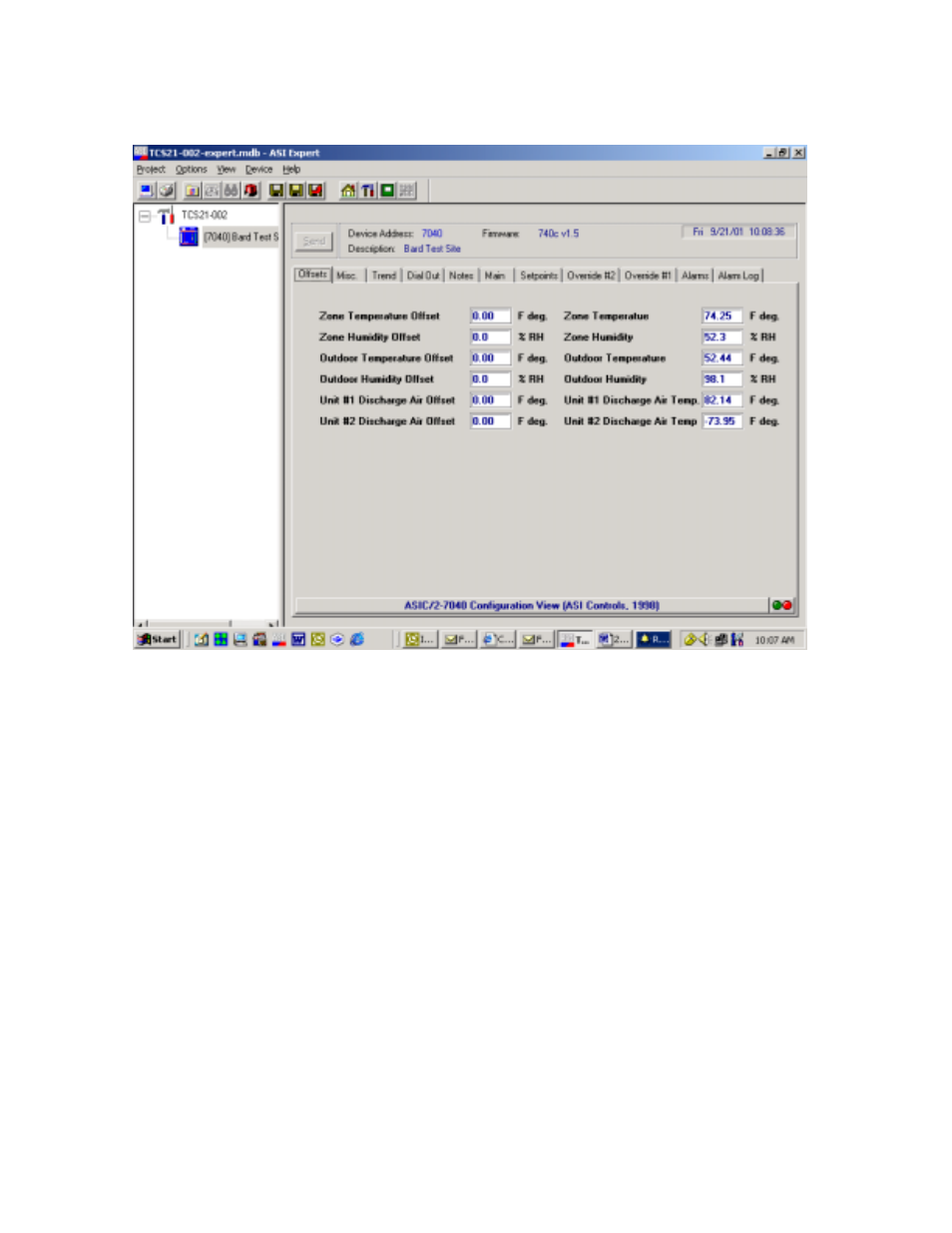 6 offsets tab, 1 zone temperature offset, 2 zone humidity offset | 3 outdoor temperature offset, 6 offsets | Bard TCS22-***-003 User Manual | Page 81 / 95