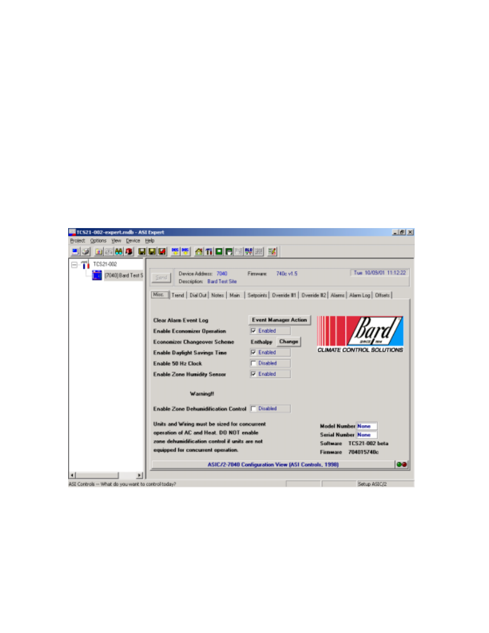 4 outdoor humidity offset, 5 unit #1 supply air temperature offset, 7 misc. tab | 7 misc | Bard TCS22-***-003 User Manual | Page 82 / 95