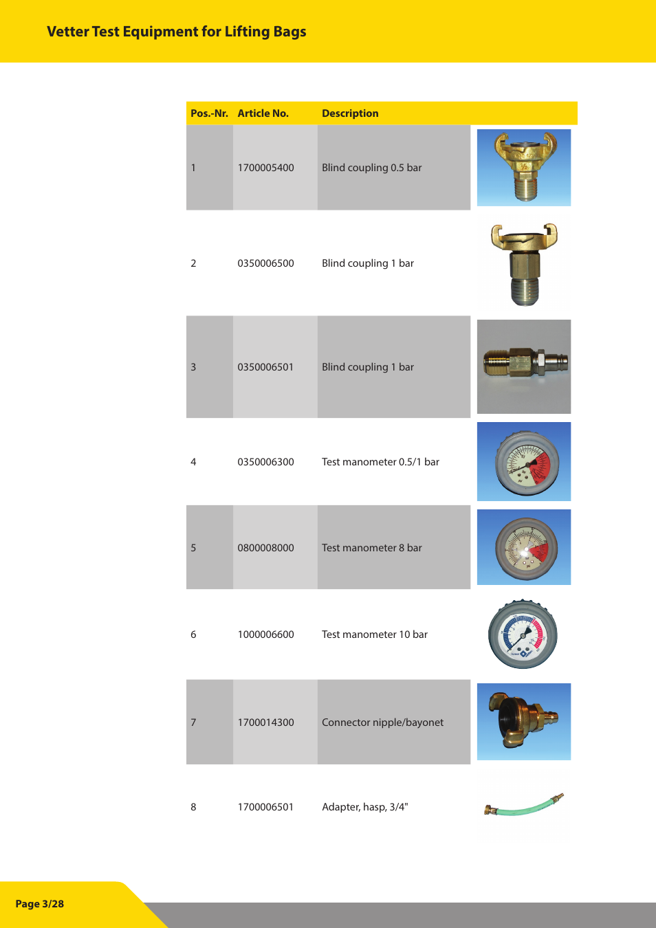 Vetter test equipment for lifting bags | Vetter Lifting bags 1 bar (14.5 psi) Test Equipment User Manual | Page 4 / 29