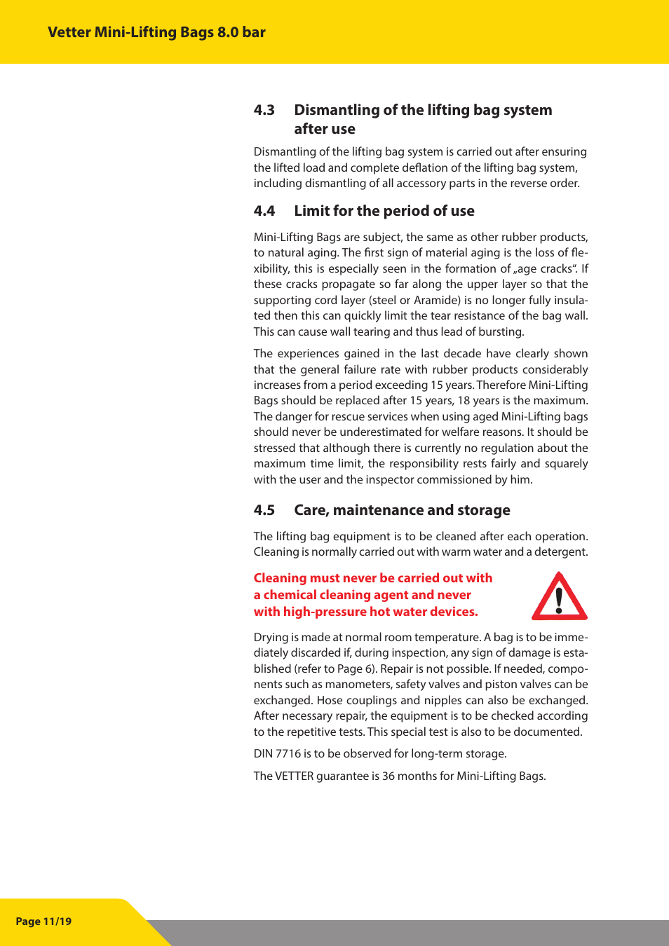 Vetter Mini Lifting bags 8 bar (116 psi) User Manual | Page 12 / 20
