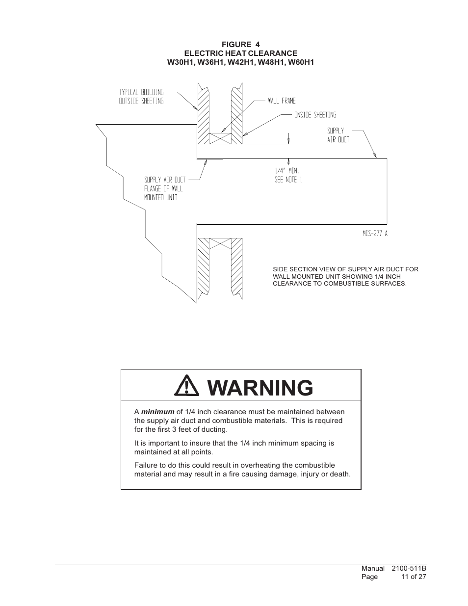 Warning | Bard WALL MOUNTED PACKAGE HEAT PUMPS W36H1 User Manual | Page 11 / 27