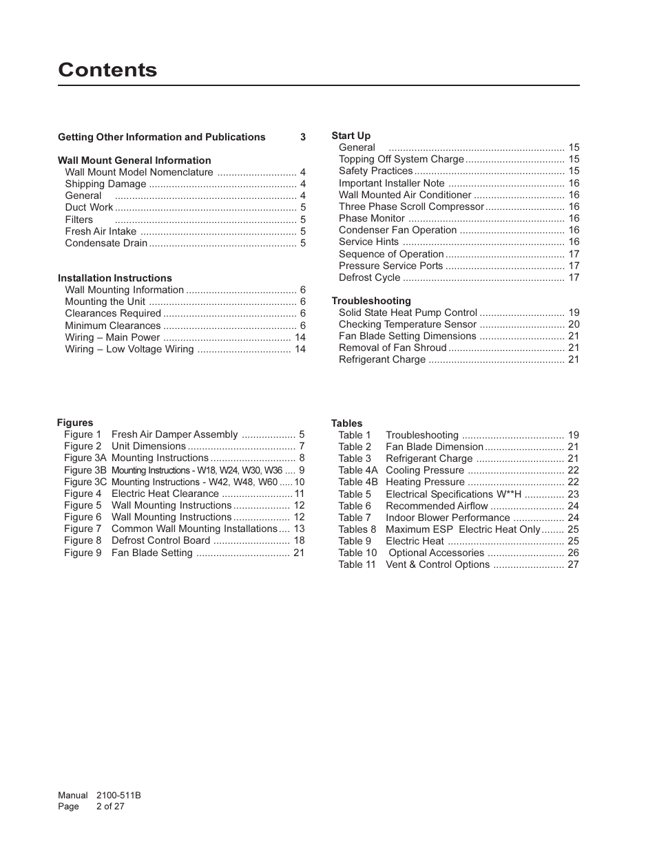 Bard WALL MOUNTED PACKAGE HEAT PUMPS W36H1 User Manual | Page 2 / 27