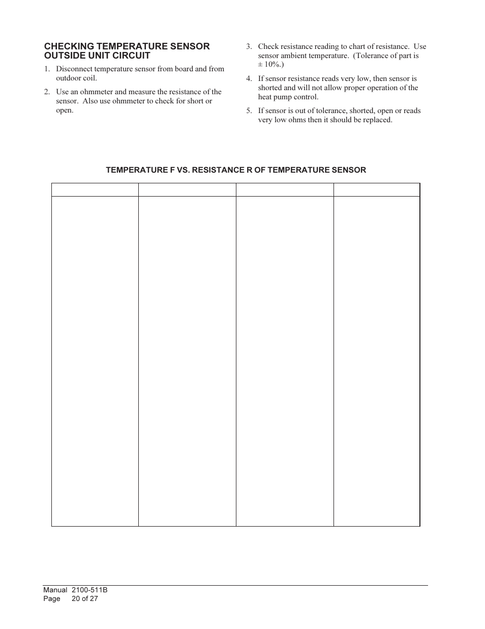 Bard WALL MOUNTED PACKAGE HEAT PUMPS W36H1 User Manual | Page 20 / 27