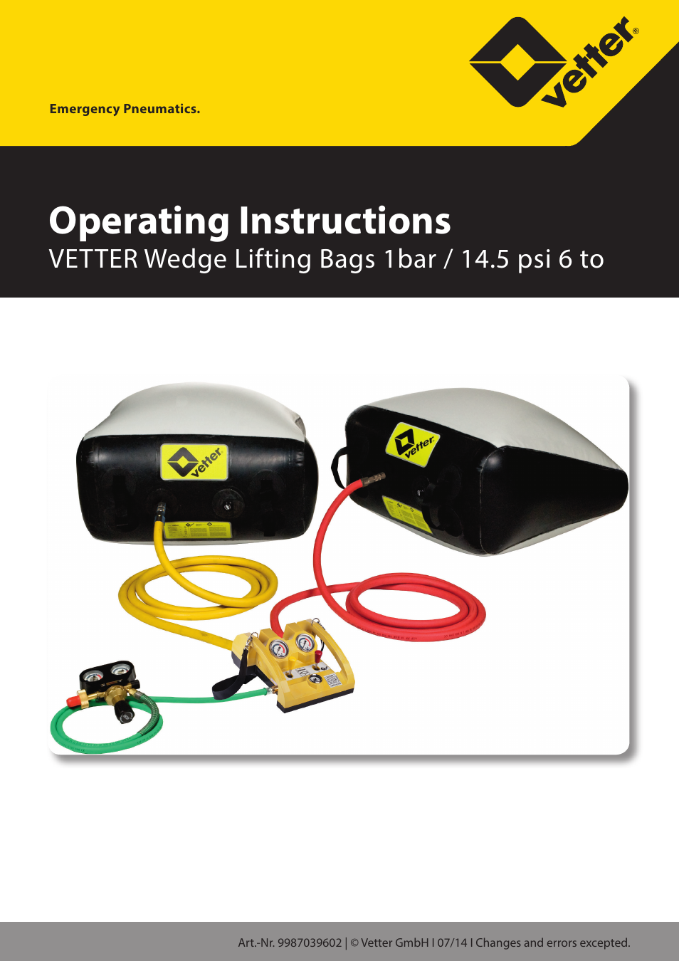 Vetter Wedge Lifting bags User Manual | 13 pages