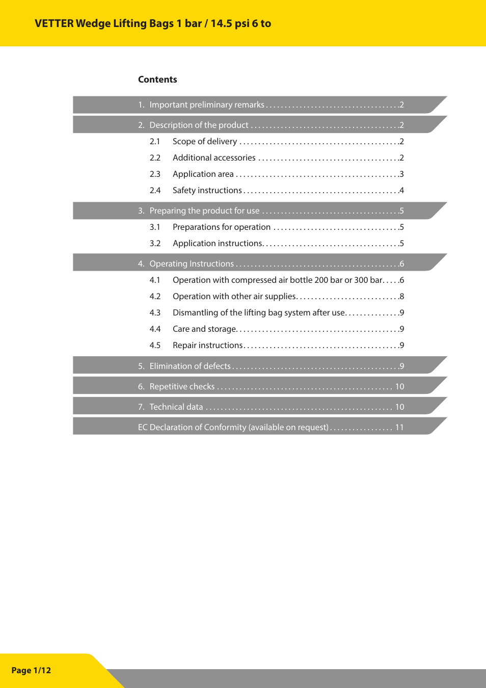 Vetter Wedge Lifting bags User Manual | Page 2 / 13