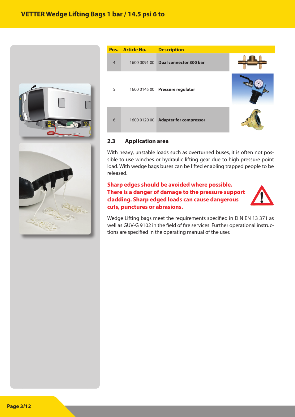 Vetter Wedge Lifting bags User Manual | Page 4 / 13