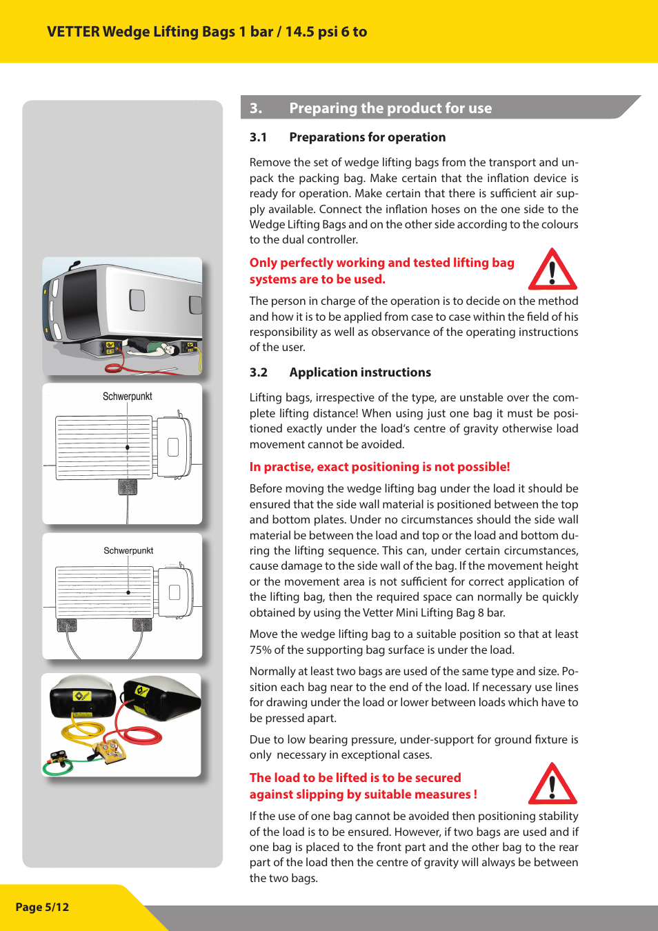 Vetter Wedge Lifting bags User Manual | Page 6 / 13