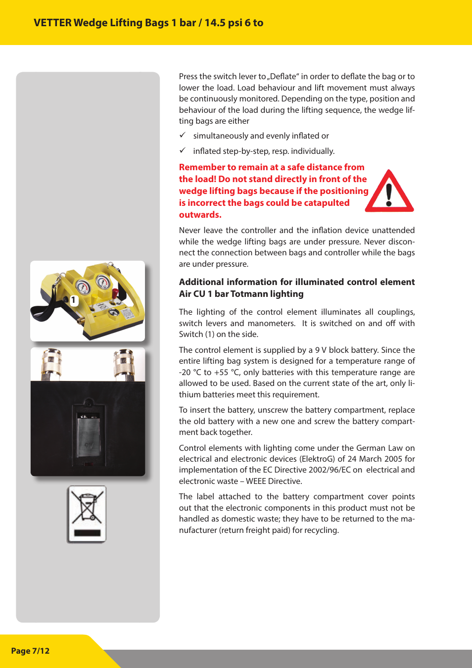 Vetter Wedge Lifting bags User Manual | Page 8 / 13