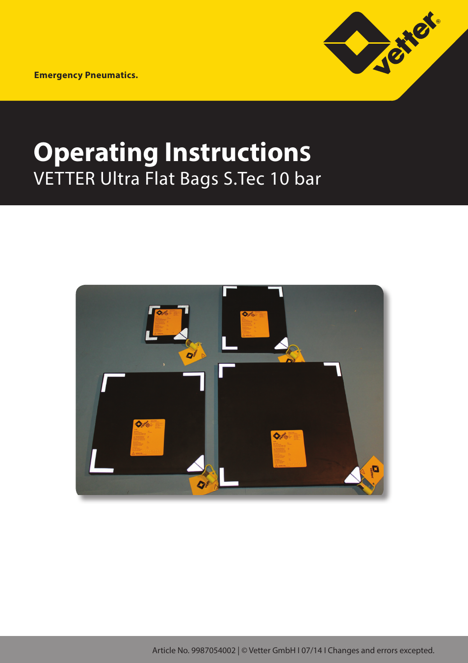 Vetter Ultra Flat Bags STec 10 bar (145 psi) User Manual | 16 pages