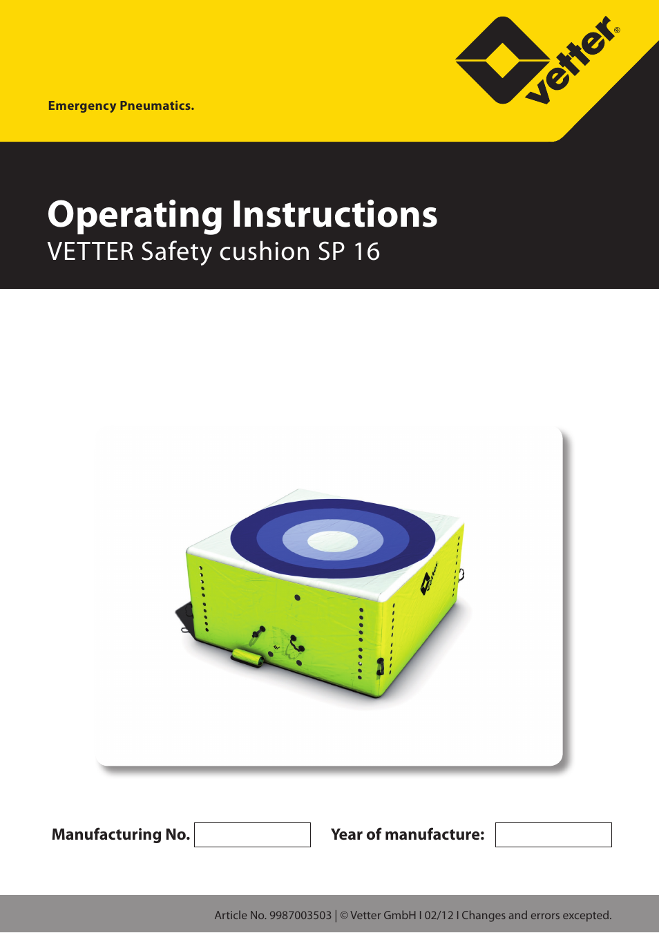Vetter SP 16 User Manual | 16 pages