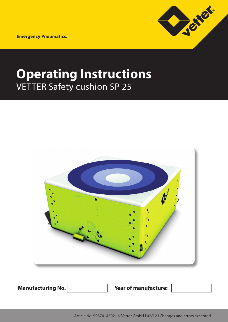 Vetter SP 25 User Manual | 16 pages