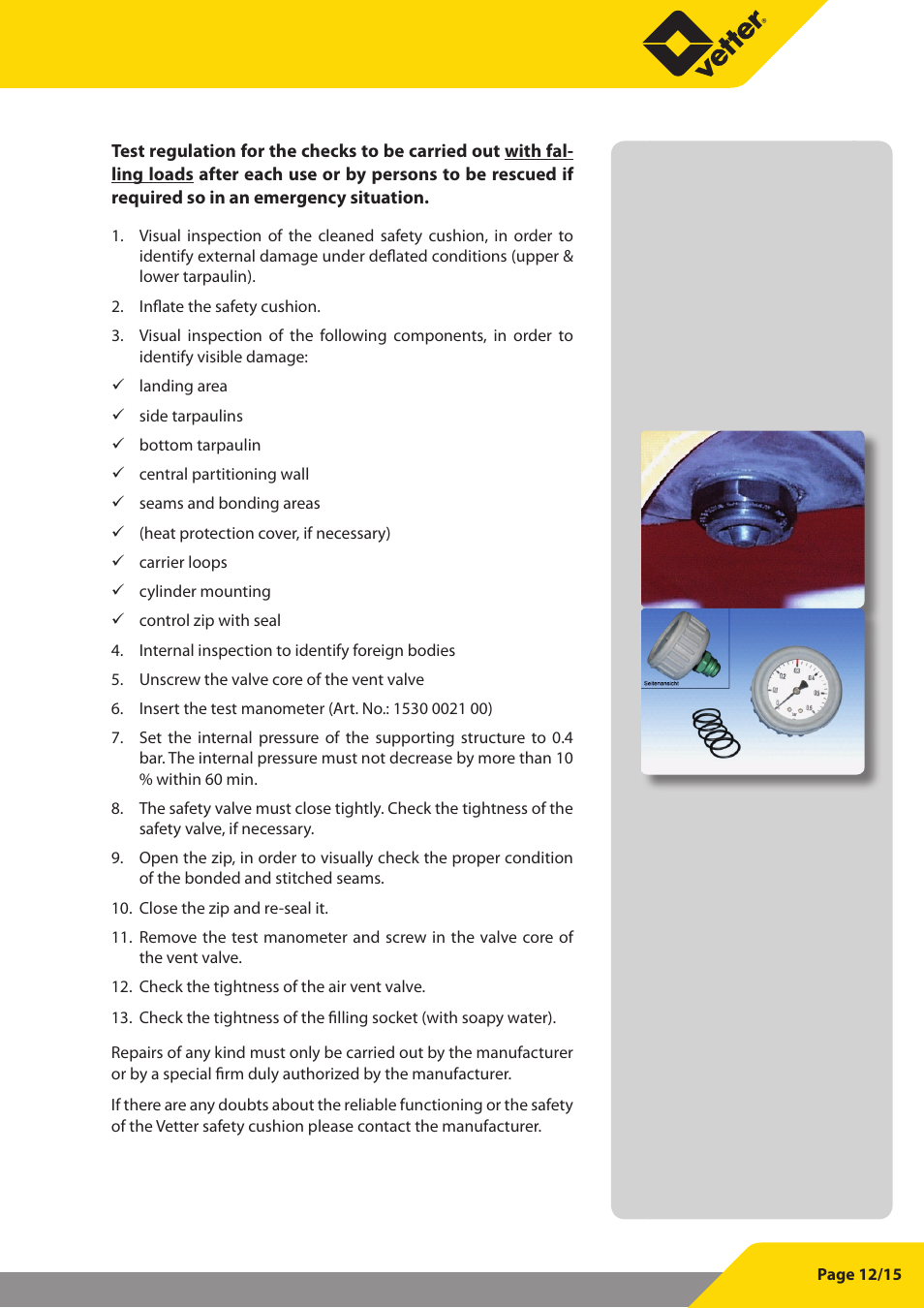 Vetter SP 25 User Manual | Page 13 / 16