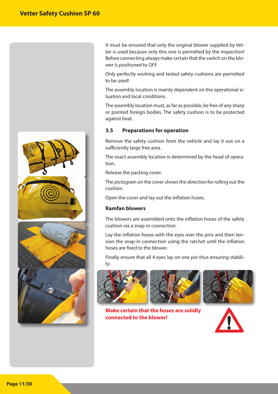 Vetter safety cushion sp 60 | Vetter SP 60 User Manual | Page 12 / 31