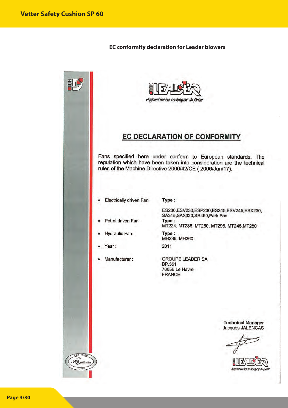 Vetter SP 60 User Manual | Page 4 / 31
