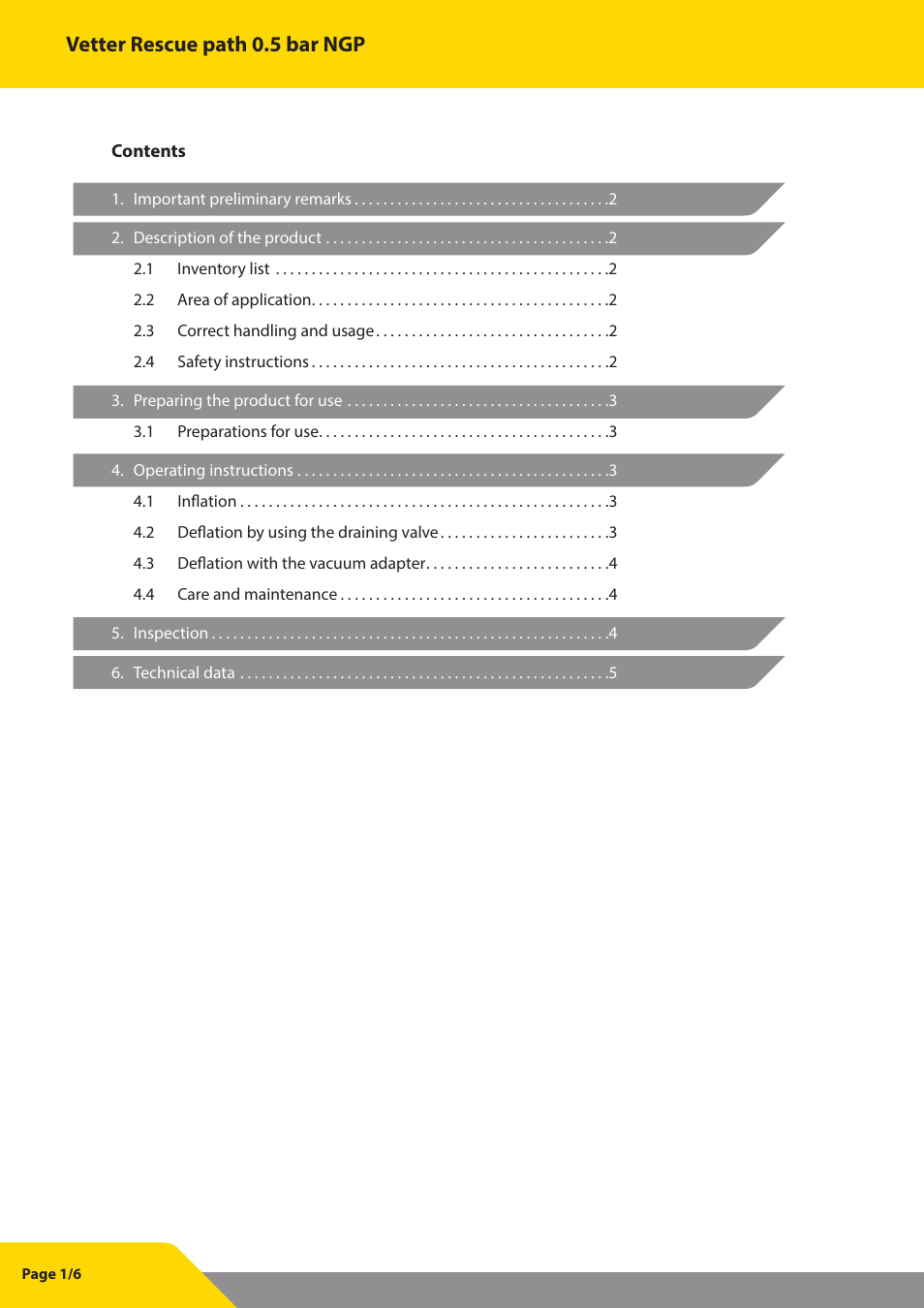 Vetter rescue path 0.5 bar ngp | Vetter Rescue paths User Manual | Page 2 / 7