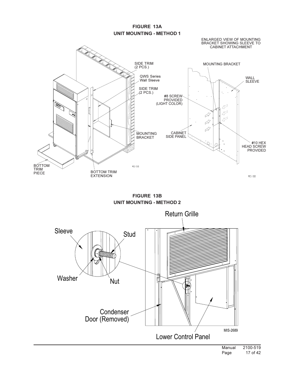 Washer sleeve stud | Bard QTEC SERIES PACKAGED HEAT PUMP Q30H1 User Manual | Page 17 / 42