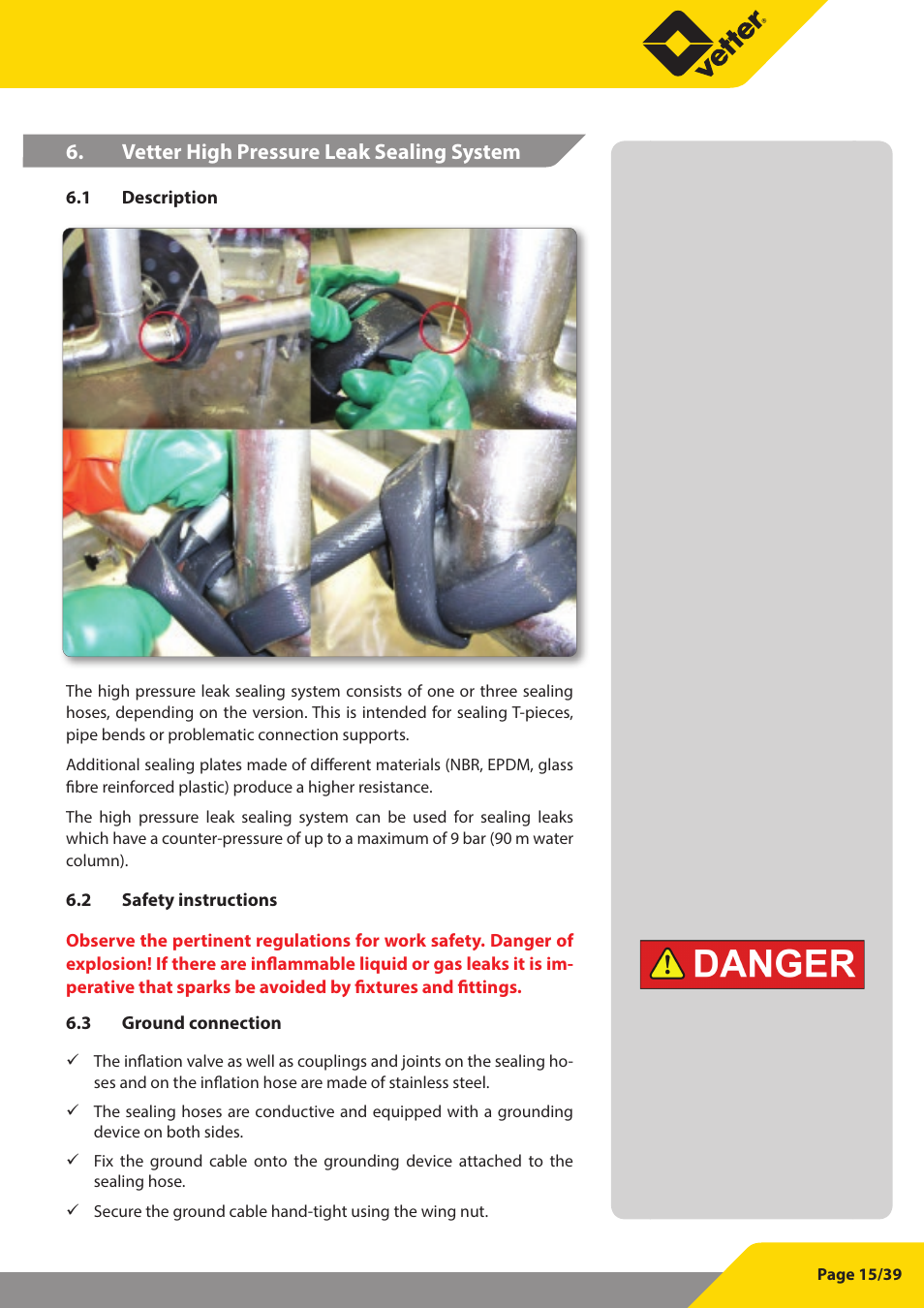 Vetter high pressure leak sealing system | Vetter Leak sealers User Manual | Page 15 / 39