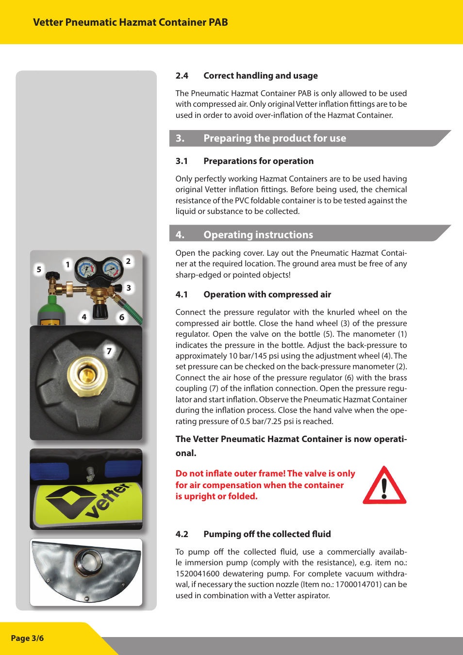 Vetter Pneum. collection containers User Manual | Page 4 / 7