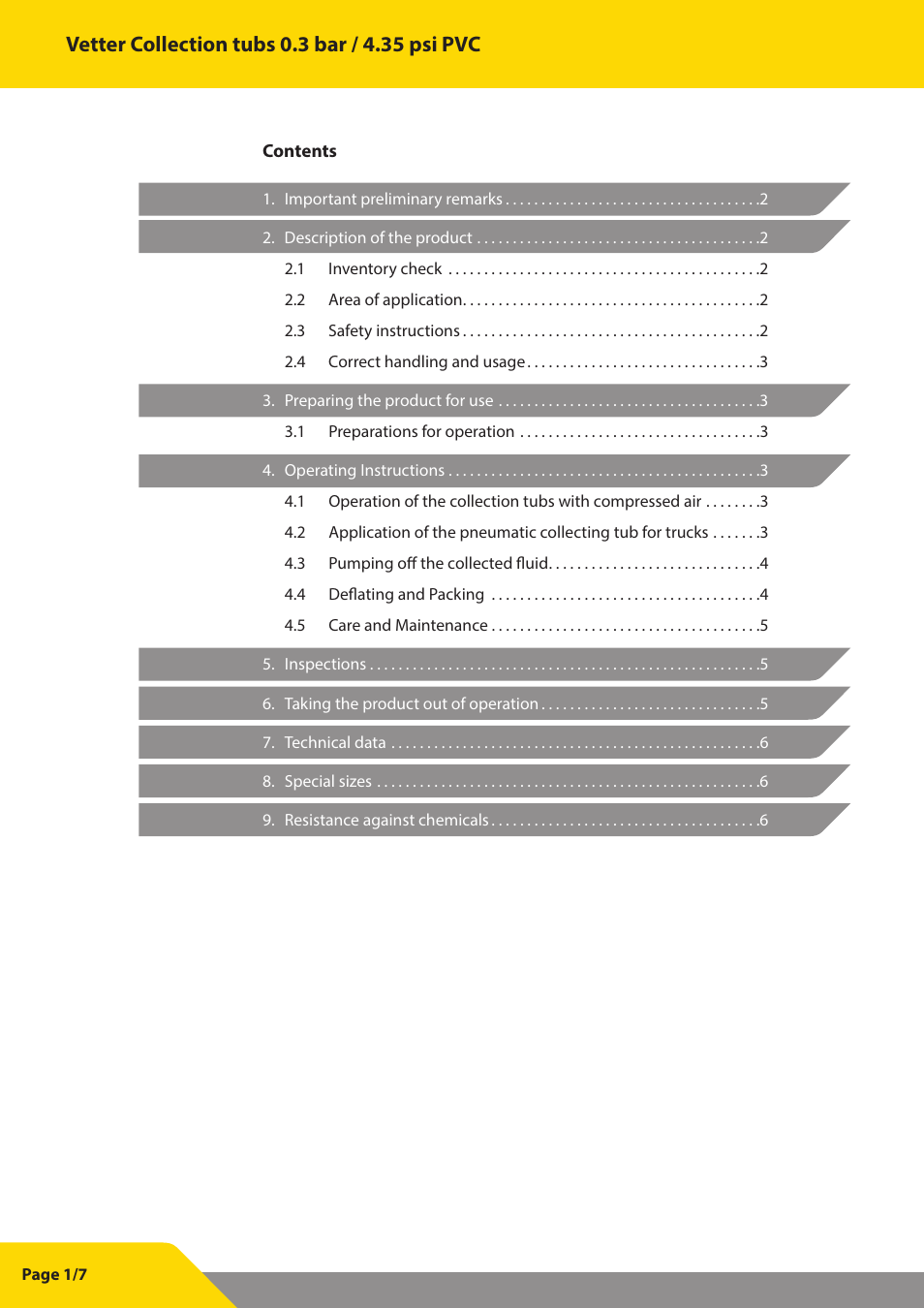 Vetter Pneum. collection tubs PVC 0.3 bar User Manual | Page 2 / 8