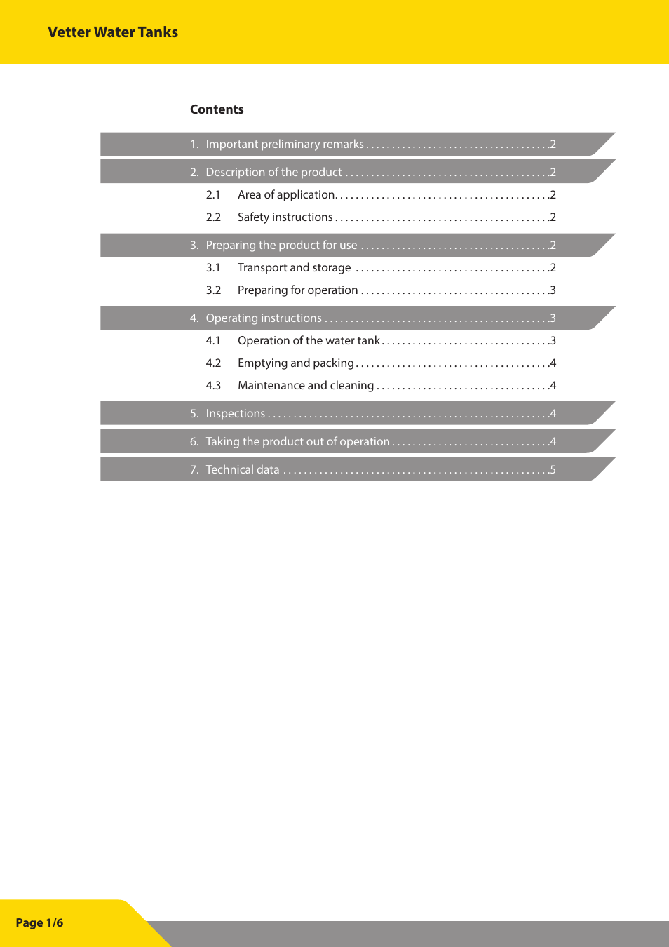 Vetter water tanks | Vetter Water tanks User Manual | Page 2 / 7
