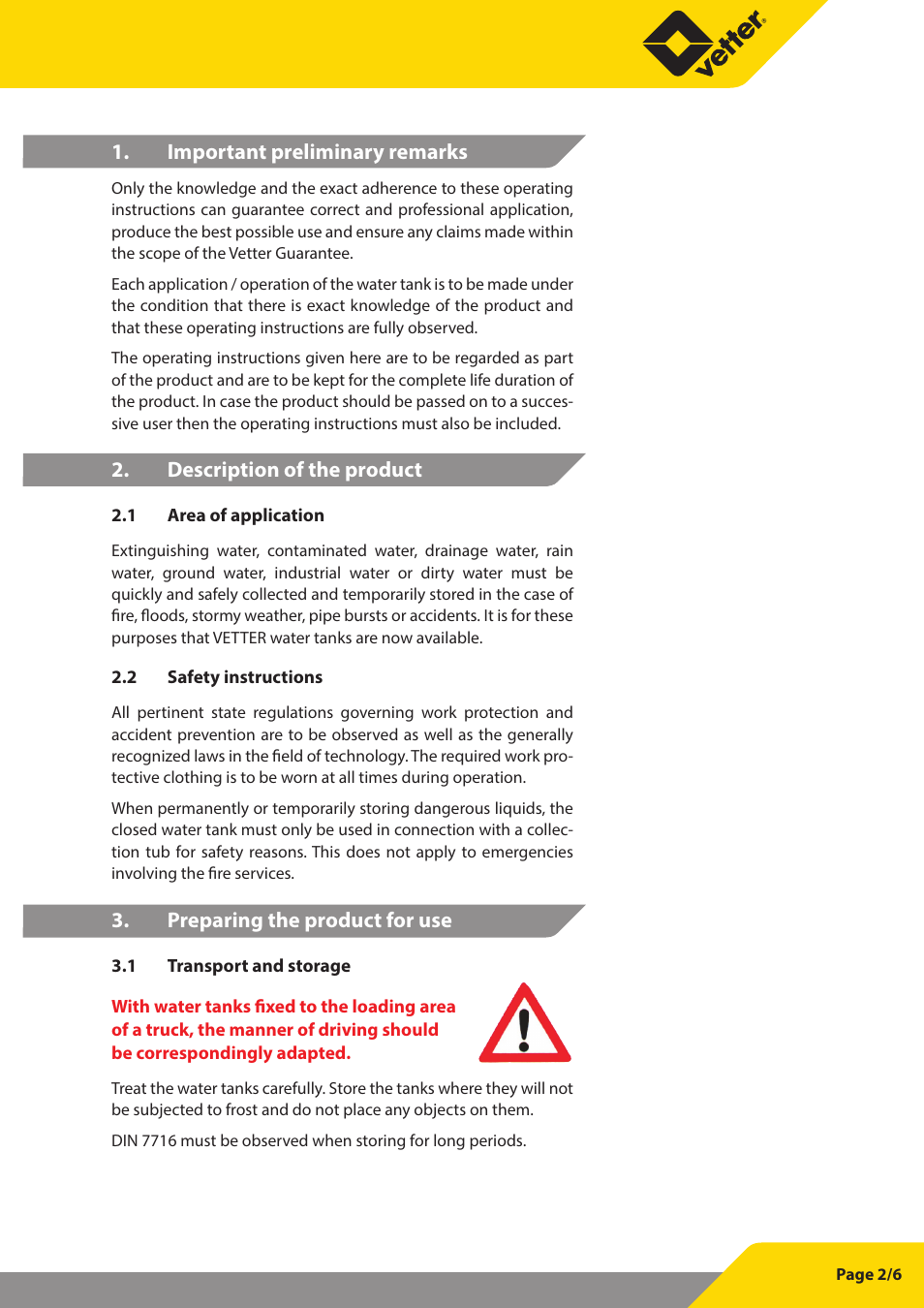 Vetter Water tanks User Manual | Page 3 / 7