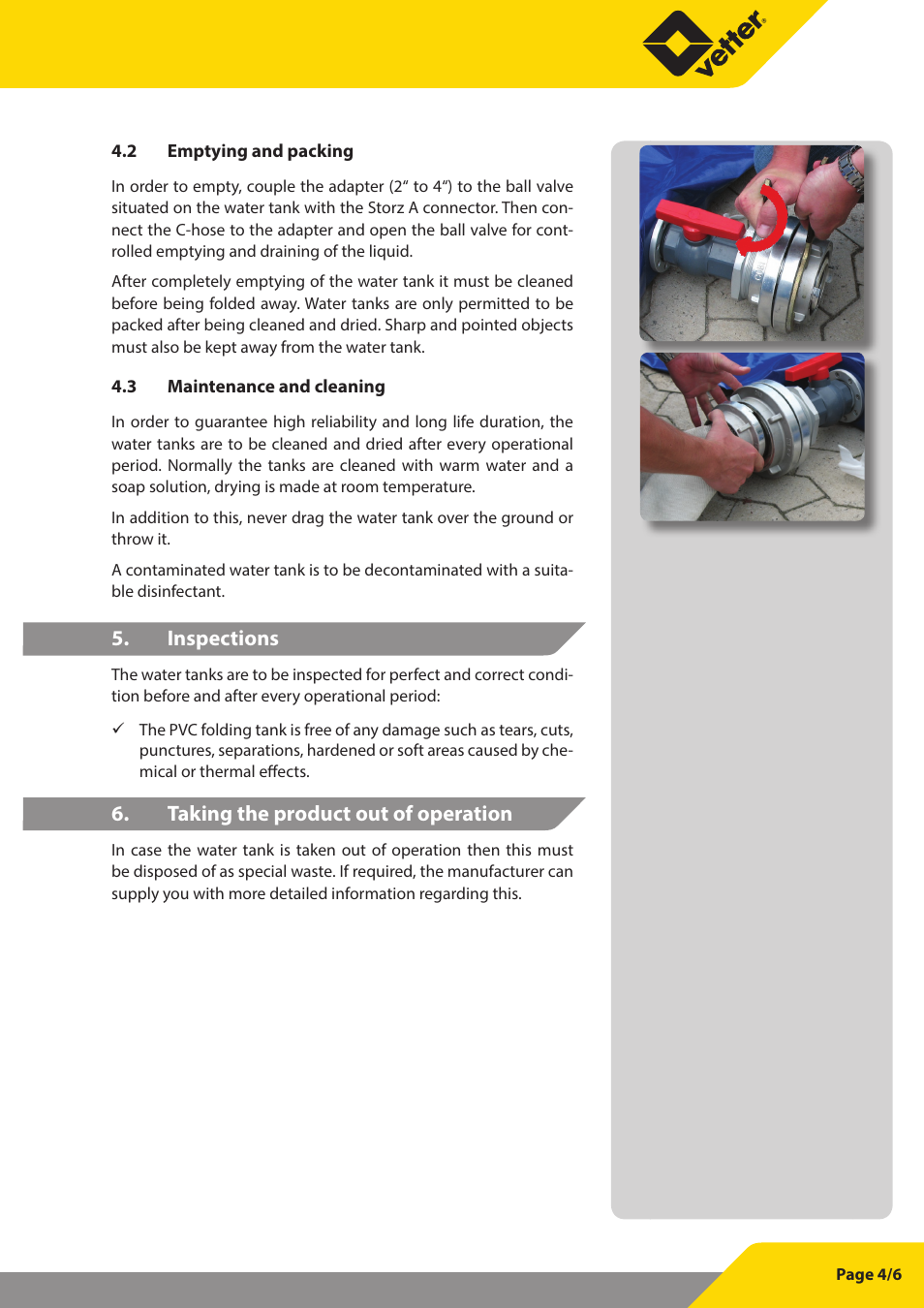 Vetter Water tanks User Manual | Page 5 / 7