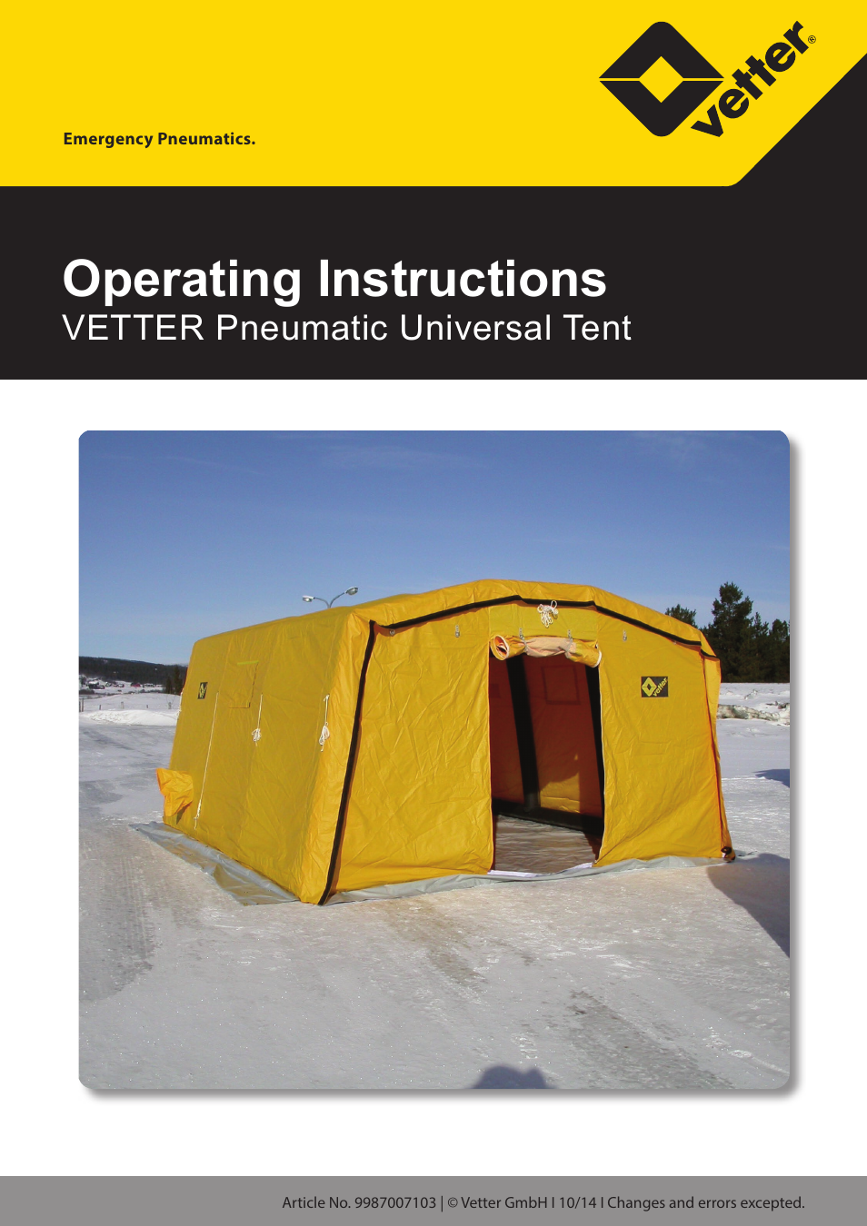 Vetter Universal tents User Manual | 13 pages