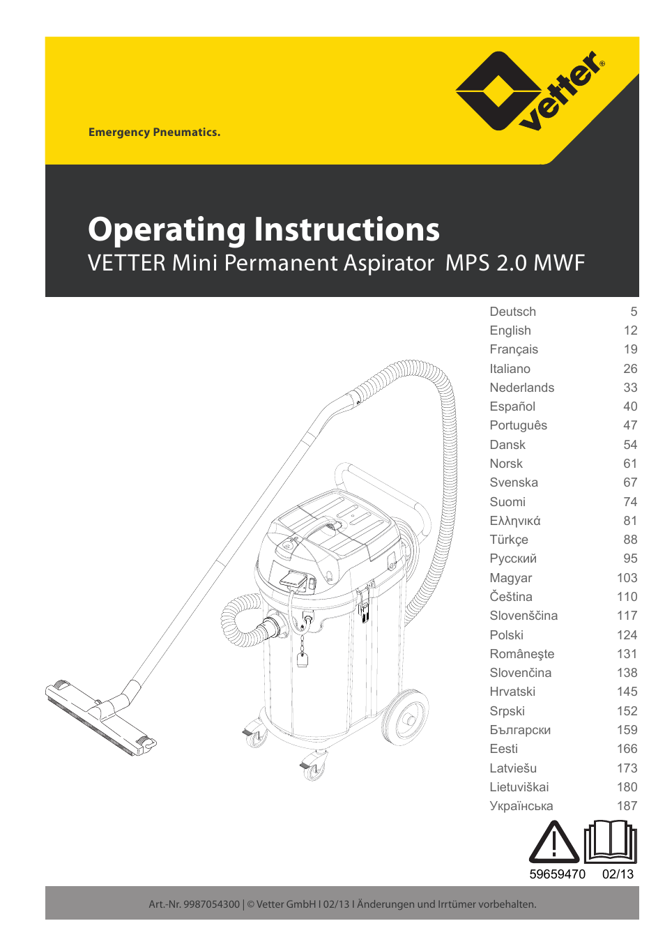 Vetter Mini Permanent Aspirator MPA 2.0 MWF(EU) User Manual | 200 pages