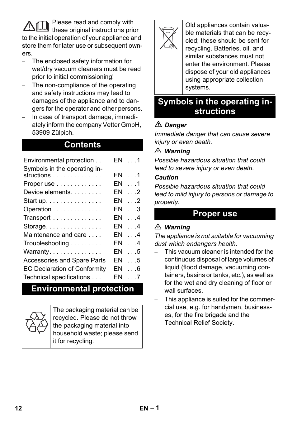 Vetter Mini Permanent Aspirator MPA 2.0 MWF(EU) User Manual | Page 12 / 200