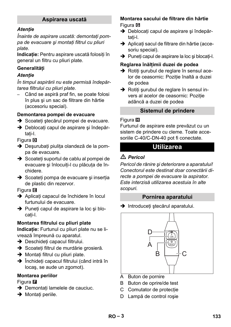 Utilizarea, Ad b c | Vetter Mini Permanent Aspirator MPA 2.0 MWF(EU) User Manual | Page 133 / 200