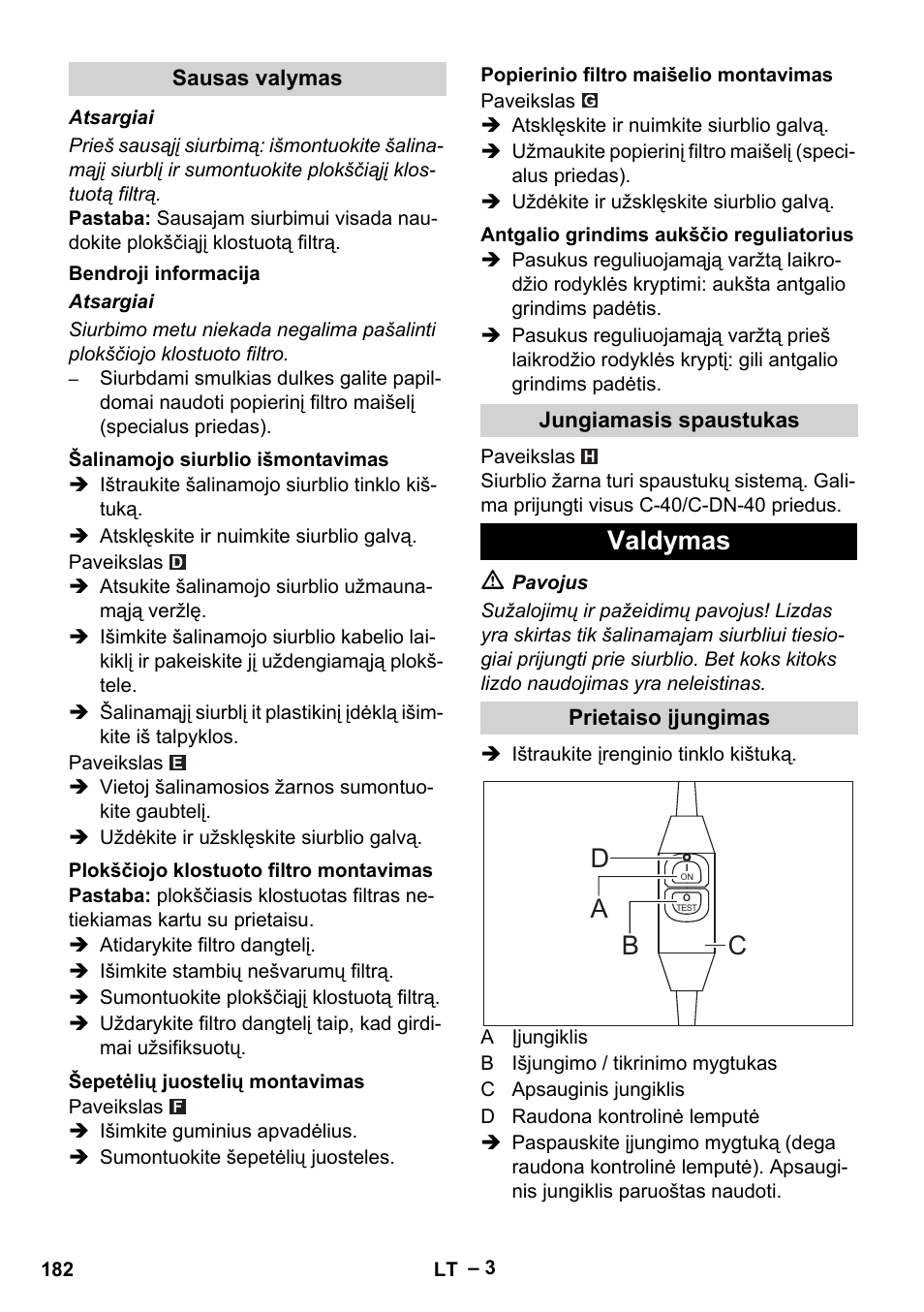 Valdymas, Ad b c | Vetter Mini Permanent Aspirator MPA 2.0 MWF(EU) User Manual | Page 182 / 200