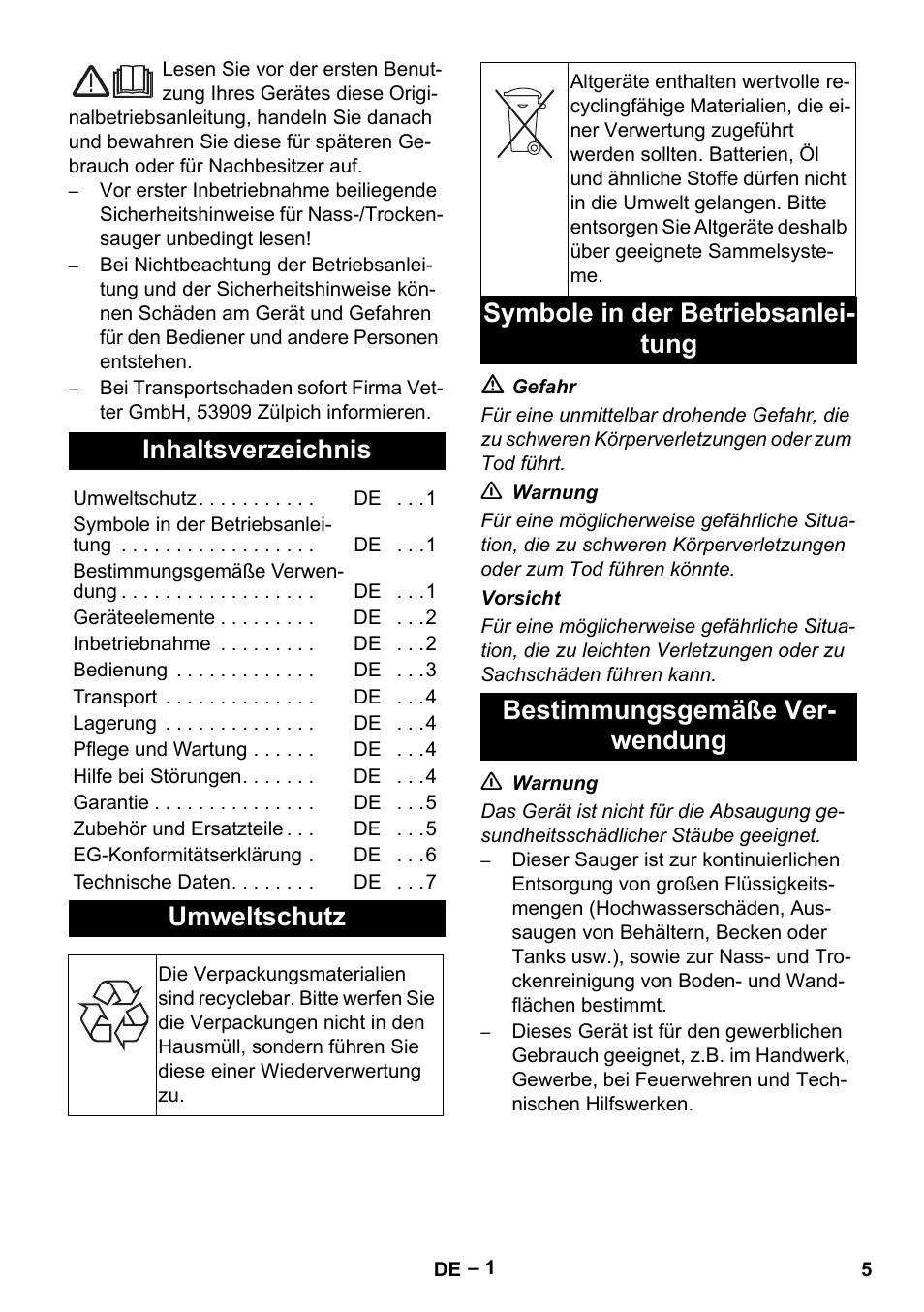 Vetter Mini Permanent Aspirator MPA 2.0 MWF(EU) User Manual | Page 5 / 200