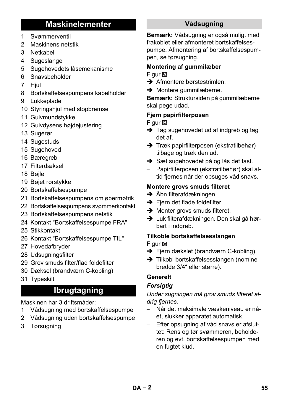 Maskinelementer ibrugtagning | Vetter Mini Permanent Aspirator MPA 2.0 MWF(EU) User Manual | Page 55 / 200