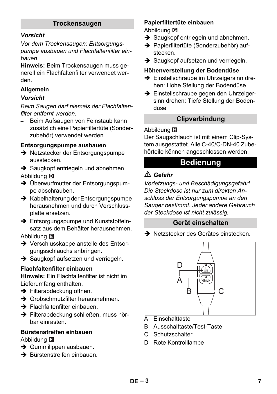 Bedienung, Ad b c | Vetter Mini Permanent Aspirator MPA 2.0 MWF(EU) User Manual | Page 7 / 200