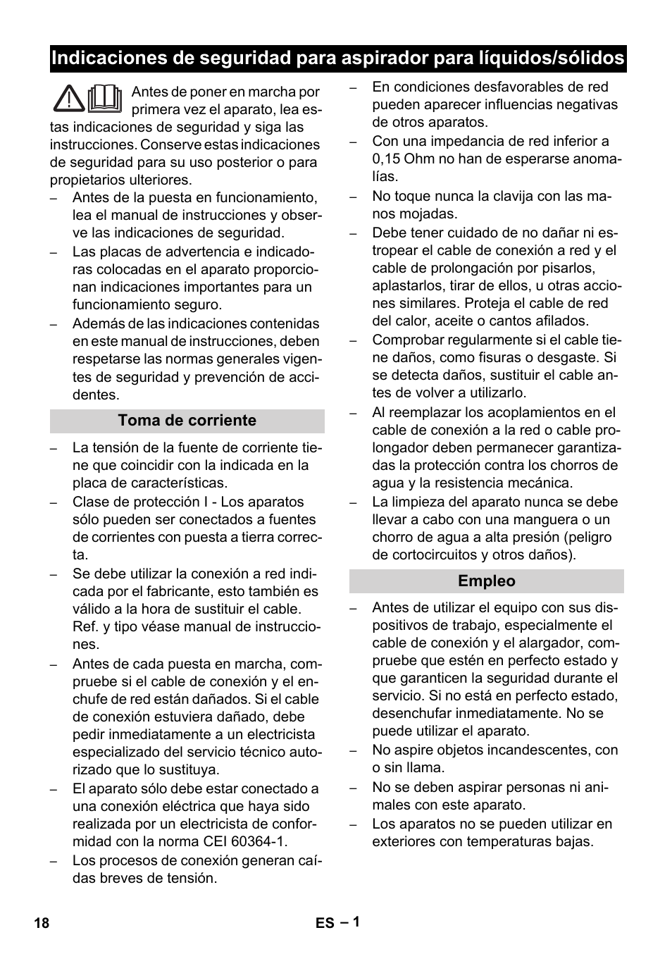 Español, Norsk | Vetter Mini Permanent Aspirator MPA 2.0 MWF(EU) Safety User Manual | Page 18 / 96