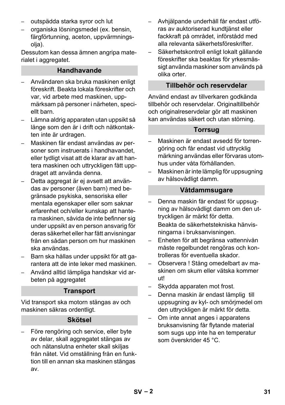 Vetter Mini Permanent Aspirator MPA 2.0 MWF(EU) Safety User Manual | Page 31 / 96