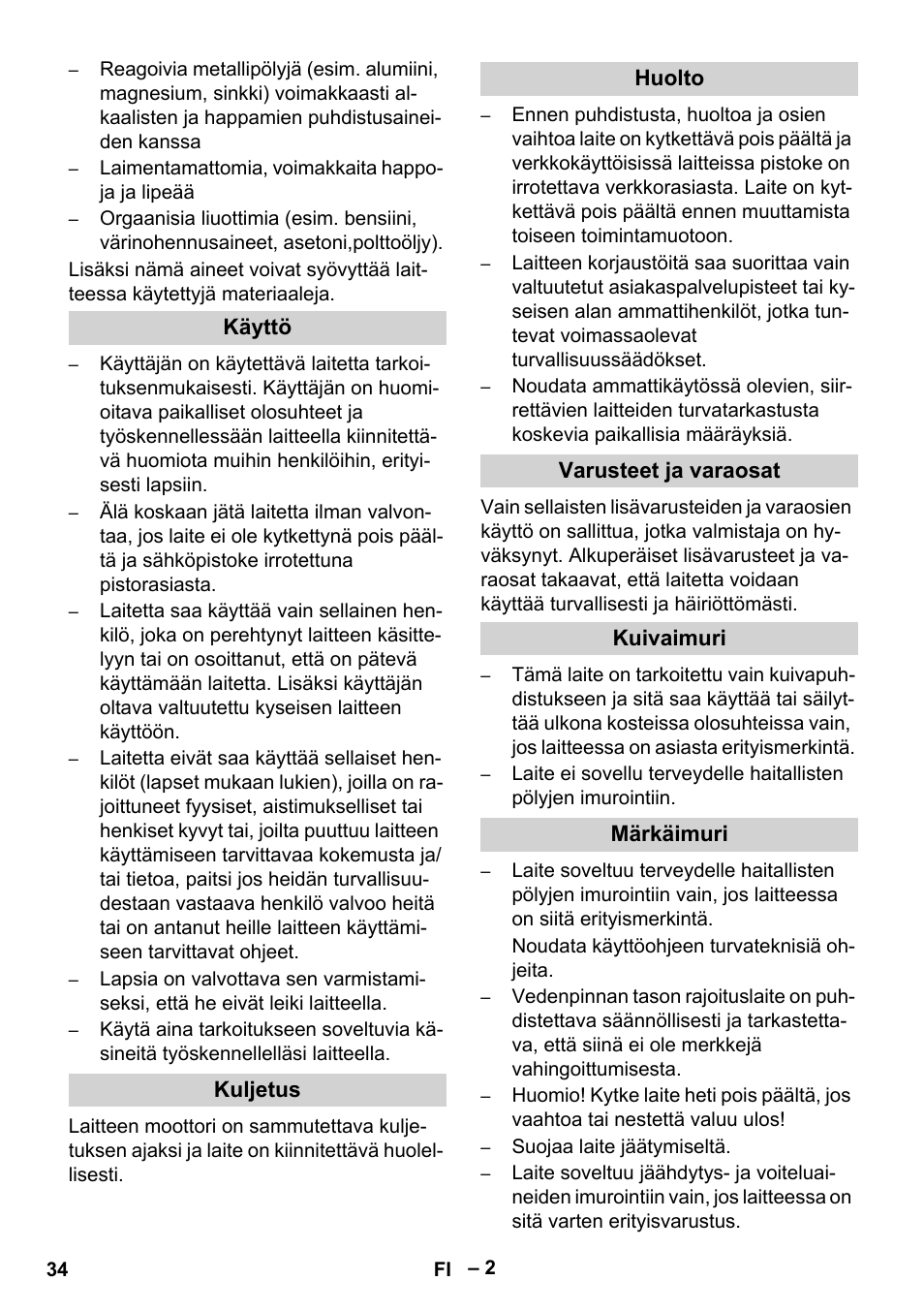 Vetter Mini Permanent Aspirator MPA 2.0 MWF(EU) Safety User Manual | Page 34 / 96