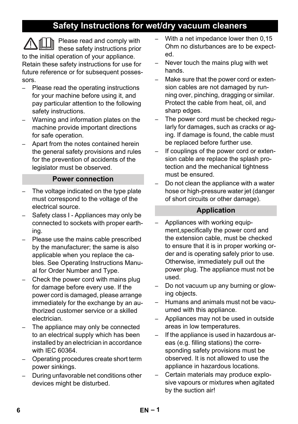 English, Nederlands, Safety instructions for wet/dry vacuum cleaners | Vetter Mini Permanent Aspirator MPA 2.0 MWF(EU) Safety User Manual | Page 6 / 96
